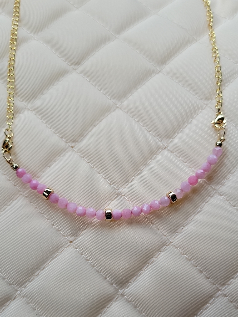 Pink Faceted Jade Necklace